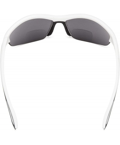 Half-Frame Sports Bifocal Sunglasses Reading Sunglasses White Frame/Grey Lens $9.60 Rectangular