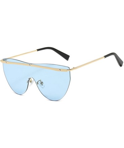 Y2K Flat top Sunglasses Women Punk Shield Sun Glasses Men Goggle Shades UV400 Fashion Futuristic Eyewear Blue $9.35 Goggle