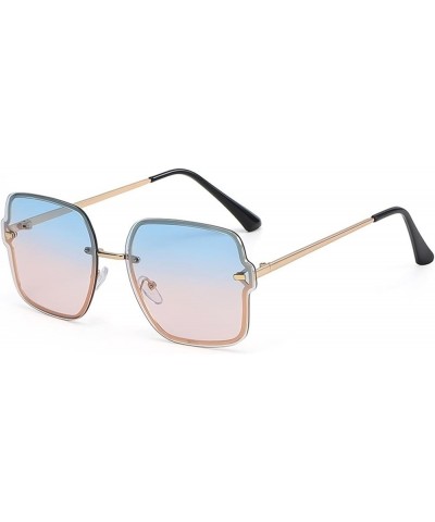 Rimless Square Sunglasses, Outdoor Vacation Beach Glasses for Men and Women (Color : C, Size : Medium) Medium B $15.51 Rimless