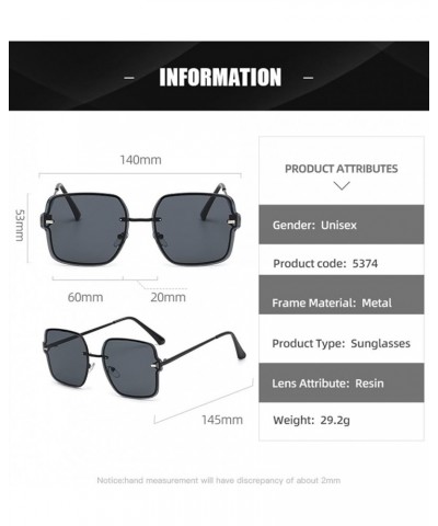 Rimless Square Sunglasses, Outdoor Vacation Beach Glasses for Men and Women (Color : C, Size : Medium) Medium B $15.51 Rimless