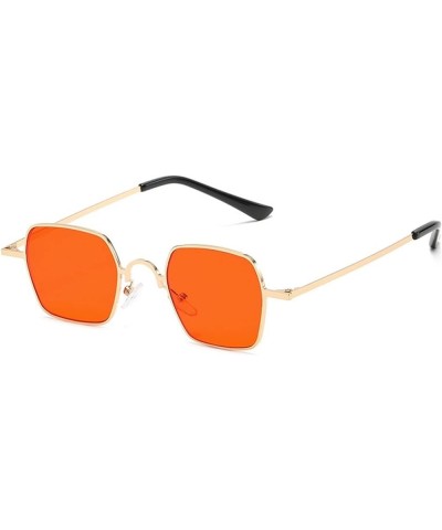 Metal Square Small Frame Sunglasses for Men and Women, Internet Celebrity Outdoor Vacation Glasses (Color : A, Size : Medium)...