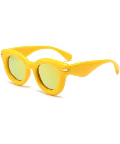 Oversized Cat Eye Sunglasses for Women Cute Oval Thick Frame Cateye Sun Glasses Chic Retro Style Shades Yellow $10.77 Oversized