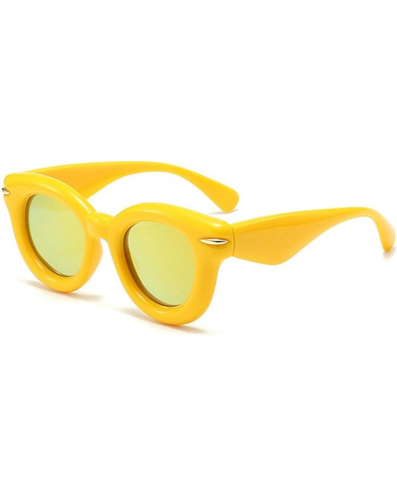 Oversized Cat Eye Sunglasses for Women Cute Oval Thick Frame Cateye Sun Glasses Chic Retro Style Shades Yellow $10.77 Oversized