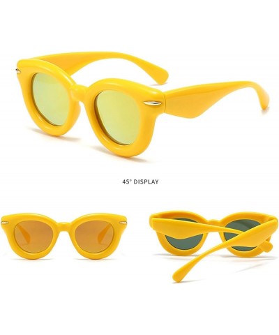 Oversized Cat Eye Sunglasses for Women Cute Oval Thick Frame Cateye Sun Glasses Chic Retro Style Shades Yellow $10.77 Oversized