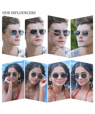 Flip Up Sunglasses Men Women Polarized Steampunk Flip Sunglasses with Double Lenses Silver Frame/Blue Lens $14.21 Rimless