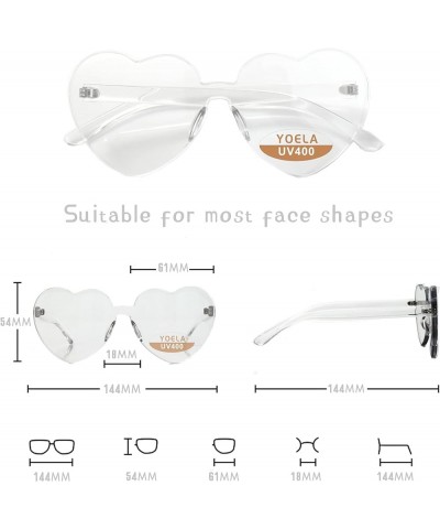 OLIN Heart Thick Oversized Rimless Sunglasses One Piece Eyewear Colored Sunglasses for Women Transparent $5.72 Heart