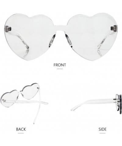 OLIN Heart Thick Oversized Rimless Sunglasses One Piece Eyewear Colored Sunglasses for Women Transparent $5.72 Heart