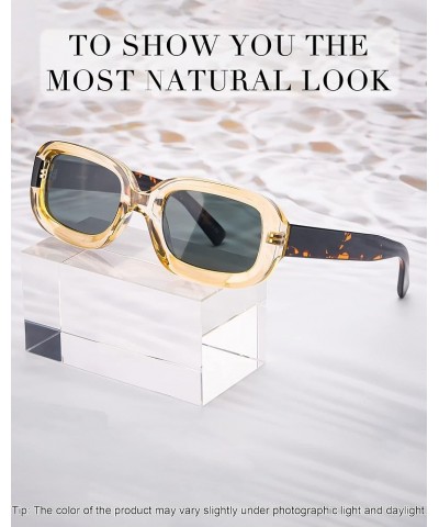 Sunglasses for Women 90s Narrow Rectangle Frame Polarized UV Protection Retro Style Elegant Design Shade LS2140 B05 Tortoise ...