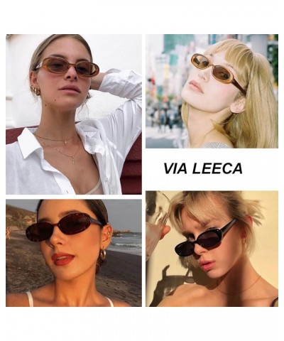 Trendy Retro Oval Sunglasses for Women, 90s Small Y2K Fashion Vintage Narrow Sun Glasses 1 Pack Tortoise $9.60 Oval