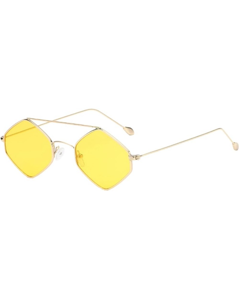 Sunglasses for Women Men Trendy Retro Sunglasses Fashion Style Rimless Clear Package Square Sunglasses B-yellow $5.15 Rimless