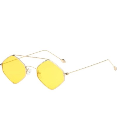 Sunglasses for Women Men Trendy Retro Sunglasses Fashion Style Rimless Clear Package Square Sunglasses B-yellow $5.15 Rimless