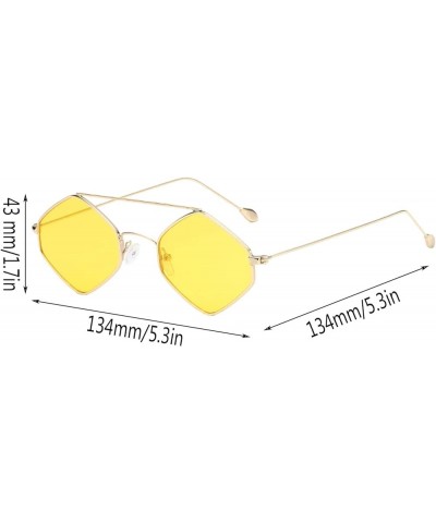 Sunglasses for Women Men Trendy Retro Sunglasses Fashion Style Rimless Clear Package Square Sunglasses B-yellow $5.15 Rimless