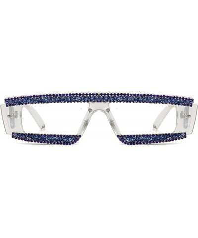 Square Diamond Sunglasses For Women Rhinestone Frame Sparkling Crystal Glasses Outdoor UV protection Blue&clear $10.22 Square