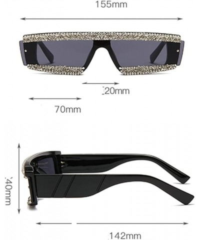 Square Diamond Sunglasses For Women Rhinestone Frame Sparkling Crystal Glasses Outdoor UV protection Blue&clear $10.22 Square