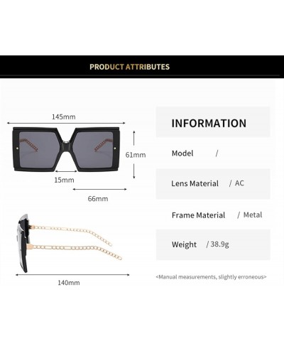 Square Frame Large Frame Men and Women Sunglasses Outdoor Sunshade Vacation (Color : C, Size : Medium) Medium A $18.43 Designer