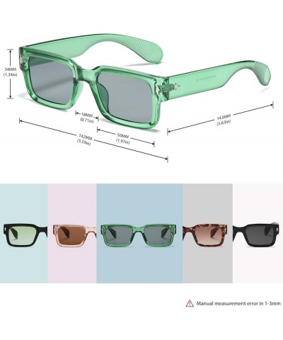 Rectangle Sunglasses for Women Men Retro Fashion Chunky Sun Glasses Square Frame Shades UV400 Protection A5 Green Clear/Grey ...