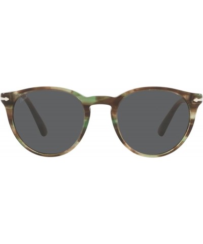 PO3152S Round Sunglasses Striped Green/Dark Grey $140.36 Round