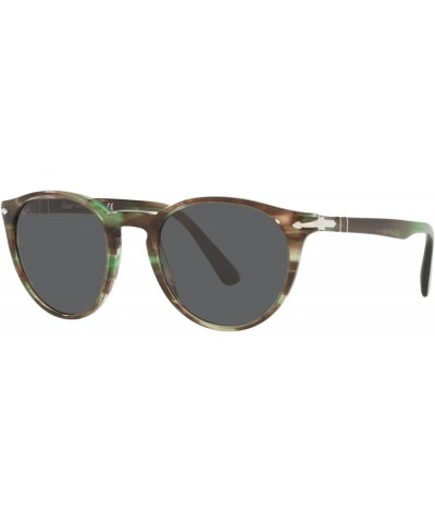 PO3152S Round Sunglasses Striped Green/Dark Grey $140.36 Round