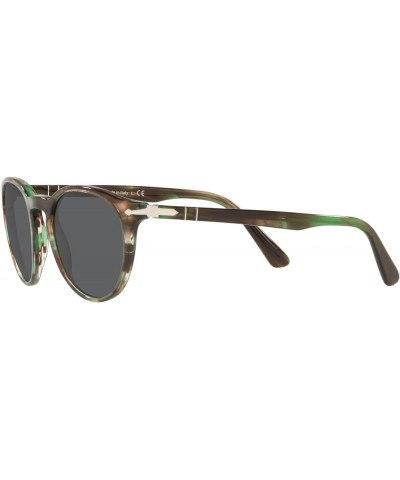 PO3152S Round Sunglasses Striped Green/Dark Grey $140.36 Round