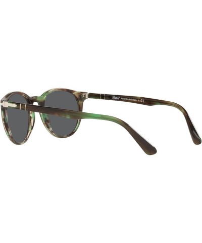 PO3152S Round Sunglasses Striped Green/Dark Grey $140.36 Round