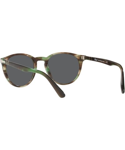 PO3152S Round Sunglasses Striped Green/Dark Grey $140.36 Round