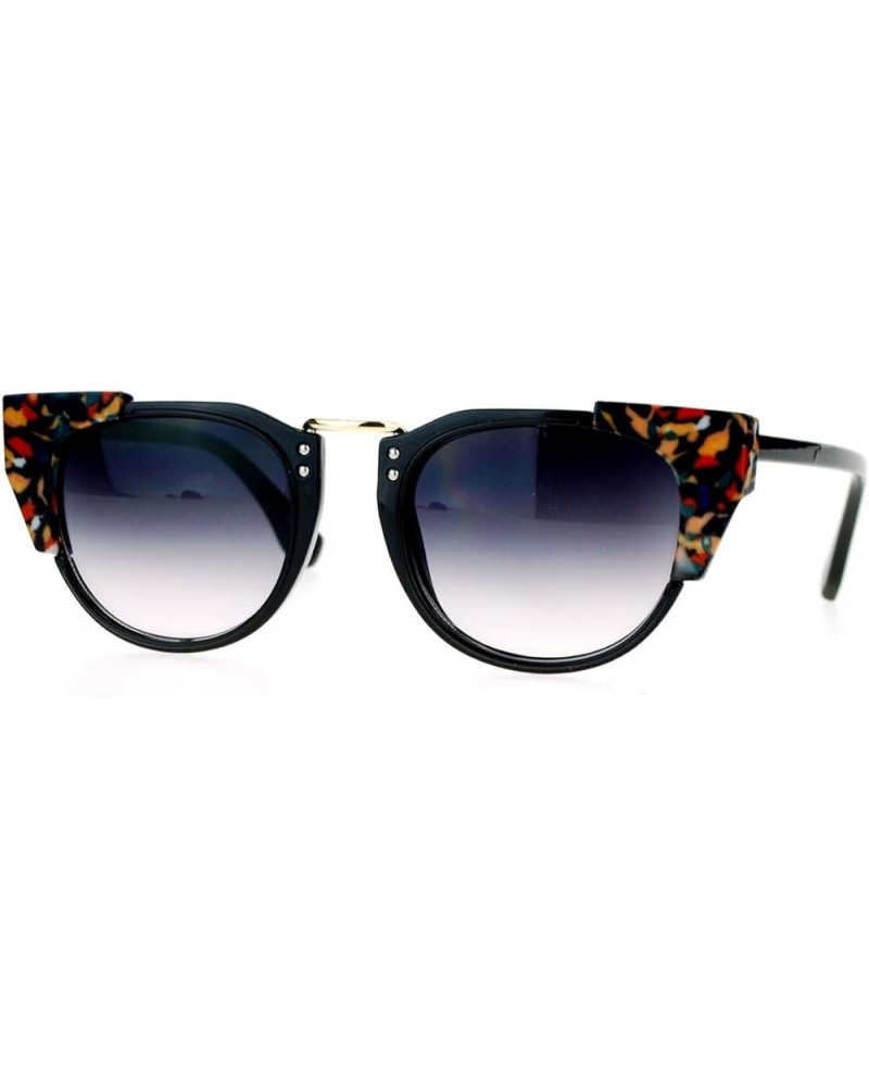 Retro Designer Sunglasses Womens Unique Marble Corners Cateye Fashion Black smoke $8.97 Cat Eye