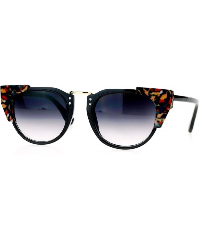 Retro Designer Sunglasses Womens Unique Marble Corners Cateye Fashion Black smoke $8.97 Cat Eye