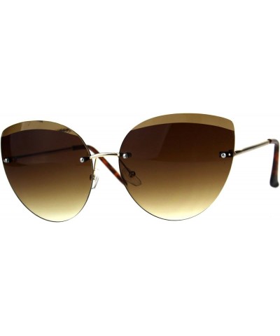 Womens Fashion Sunglasses Rimless Round Cateye Butterfly Frame UV 400 Gold (Brown) $8.98 Rimless