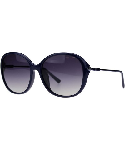 Polarized Lens Metal Foliage Jewel Hinge Round Butterfly Sunglasses Navy Smoke $11.17 Butterfly