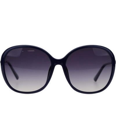 Polarized Lens Metal Foliage Jewel Hinge Round Butterfly Sunglasses Navy Smoke $11.17 Butterfly