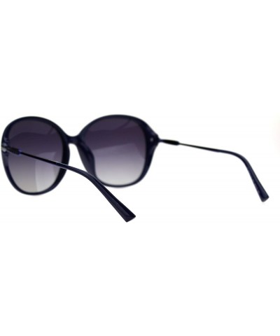 Polarized Lens Metal Foliage Jewel Hinge Round Butterfly Sunglasses Navy Smoke $11.17 Butterfly