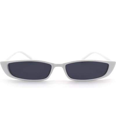 Mod Narrow Rectangular Retro Dad Shade Pleastic Sunglasses White Black $8.98 Rectangular