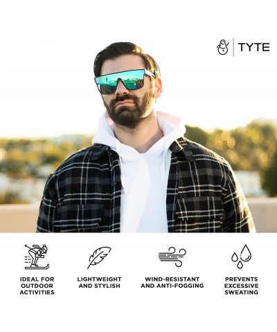 Premium Quality Oversized, Stylish Sunglasses, Big Mirrored Lenses, Anti Fogging, Sports, Skiing, Snowboarding & More Black/G...