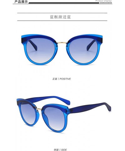 Cat Eye Ladies Sunglasses Sunglasses Color Matching Color European and American Trend Fashion Big Frame Sunglasses Blue Frame...