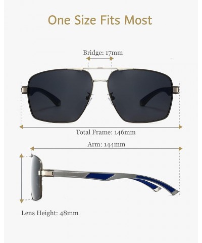 Aviator HD Polarized Sunglasses for Men Lightweight Vintage UV400 Protection Square Driving Fishing Sports Metal Frame Silver...