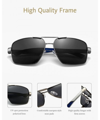 Aviator HD Polarized Sunglasses for Men Lightweight Vintage UV400 Protection Square Driving Fishing Sports Metal Frame Silver...