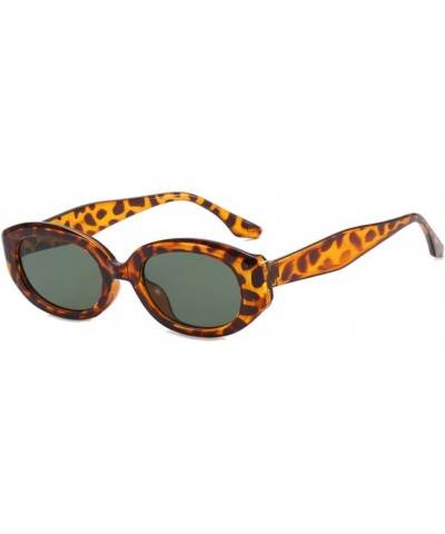 Retro Oval Women Luxury Sunglasses Black Shades UV400 Men Small Cat Eye Outdoor Sports Mirror Goggles Leopard Green $14.12 Sport