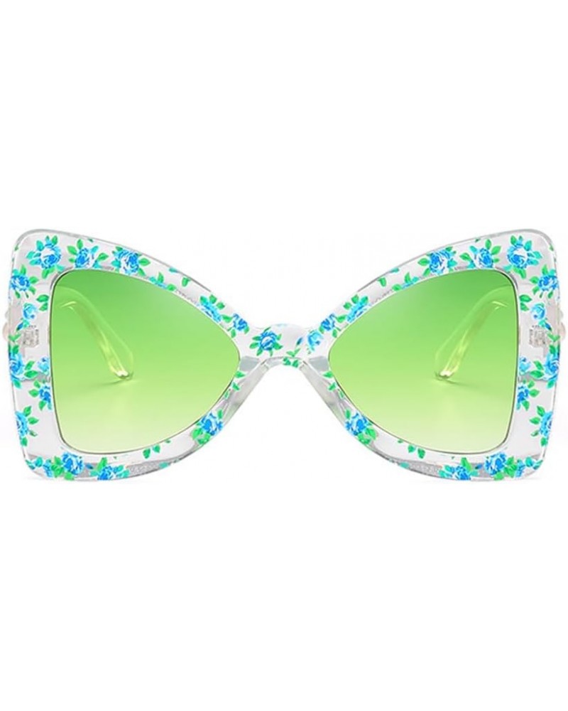 Oversized Triangle Cat Eye Shape Sunglasses for Women Fashion Party Streetwear Glasses with Pearls Mirror Leg Green $9.11 Tri...