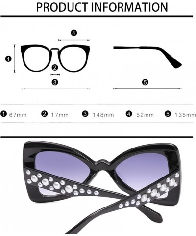 Oversized Triangle Cat Eye Shape Sunglasses for Women Fashion Party Streetwear Glasses with Pearls Mirror Leg Green $9.11 Tri...