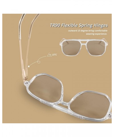 Polarized Aviator Sunglasses for Men TR90 Retro 80S Metal Temple with Rivet B2853 Polarized Tea Lens $15.59 Aviator