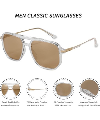 Polarized Aviator Sunglasses for Men TR90 Retro 80S Metal Temple with Rivet B2853 Polarized Tea Lens $15.59 Aviator