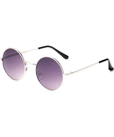 John Lennon Glasses Hippy 60's Vintage Retro Round Sunglasses & Clear Lens Sunglasses - Silver/Purple Purple $7.94 Round