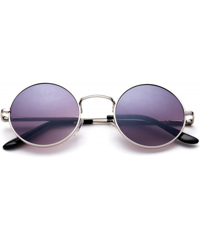 John Lennon Glasses Hippy 60's Vintage Retro Round Sunglasses & Clear Lens Sunglasses - Silver/Purple Purple $7.94 Round