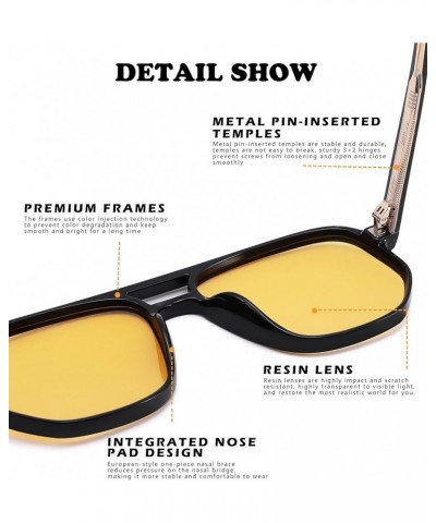 Retro Aviator Sunglasses for Women – Men Square 70s Vintage Trendy Sun Glasses UV400 Protection A5* Black Frame/Yellow Lens $...