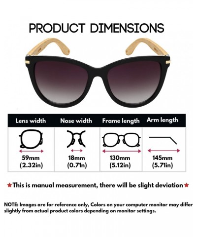 Retro Vintage Cat Eye Sunglasses for Women with Natural Bamboo Temples M34180BM-AP-1(BLK.ap) $9.23 Aviator