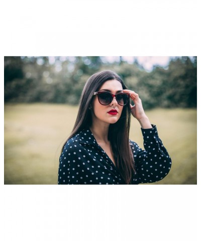 Retro Vintage Cat Eye Sunglasses for Women with Natural Bamboo Temples M34180BM-AP-1(BLK.ap) $9.23 Aviator