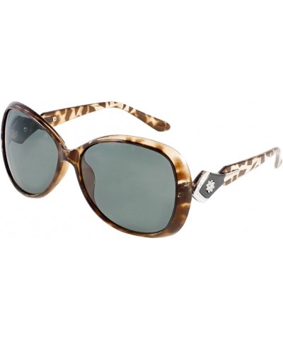 Brown Plastic Flower Detail Arm Teardrop Shape Lens Polarized Sunglasses for Lady (id: b22 bf5 c2b 3d0 f24 $10.56 Designer