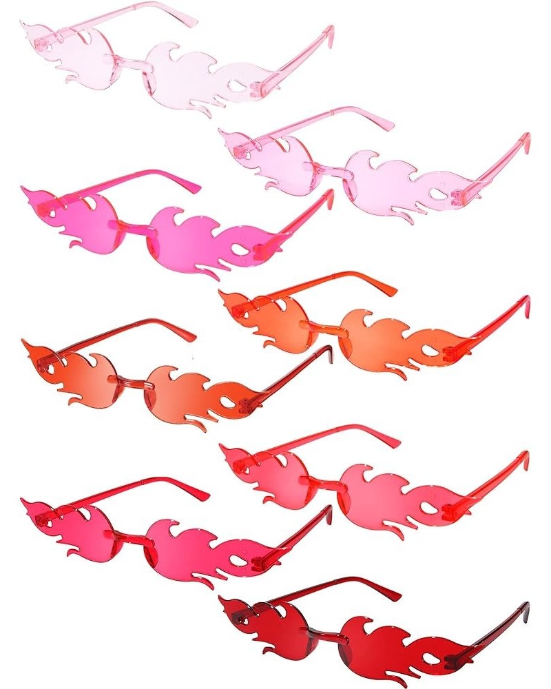 8 Pairs Fire Flame Glasses Rimless Fire Flame Sunglasses for Women Men Summer Beach Wedding Accessory Bright Color $7.01 Frame