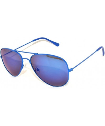 Aviator Style Fashion Sunglasses Metal Frame Colored and Mirrored Lens UV Protection Blue / Blue Mirror $8.68 Pilot