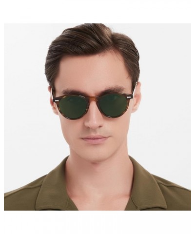 Vintage Polarized Sunglasses for Men UV400 Protection Retro Fashion Eyewear Hand-crafted Acetate Frame CA5288L R7: Green Lens...